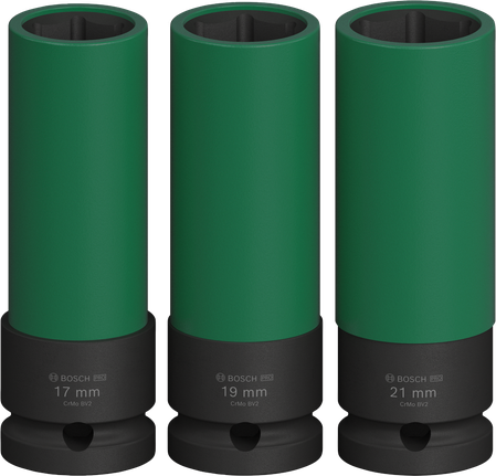Set Kunci Sok Impact Bosch PRO 1/2 inci ekstra dalam, 3 buah.